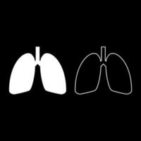 Lungs human icon outline set white color vector illustration flat style image