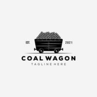 diseño de ilustración de vector de logotipo de vagón de minería vintage