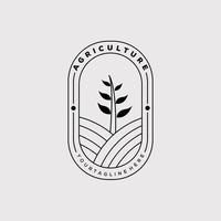 diseño de ilustración vectorial del logotipo de la insignia agrícola o agrícola. icono de arte de línea de agricultura o granja vector