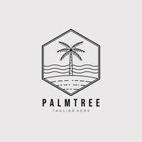 diseño de ilustración vectorial del logotipo de arte de línea de palmeras. emblema del contorno de la palmera. icono de árbol de coco vector