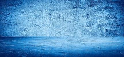 blue empty room cement concrete floor and wall abstract texture background photo