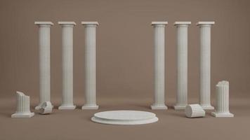 plataforma abstracta con ilustración de render 3d de columna de estilo griego clásico foto