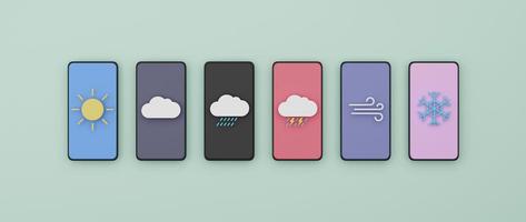 Weather forecast icon on smartphone banner background 3D render illustration photo