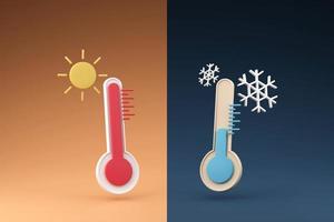 Temperature contrast minimal thermometer 3D render illustration photo