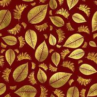 Golden Fancy Floral Pattern Red Background photo