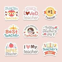 Teacher's Day Quotes Sticker Set vector