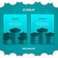 3d social media post podium template suitable for blue color product display vector