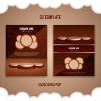 3d podium template for social media post suitable for product display on dark color background vector