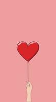 copie el espacio para las historias de las redes sociales de San Valentín. mano que sostiene la plantilla de fondo del globo del corazón. icono de amor también adecuado para web, banner, pegatina, volante vector