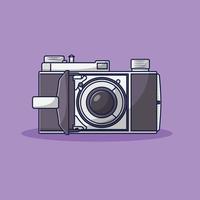 Vintage Camera Icon Vector Illustration. Photography. Retro Item. Flat Cartoon Style Suitable for Web Landing Page, Banner, Flyer, Sticker, Card, Background