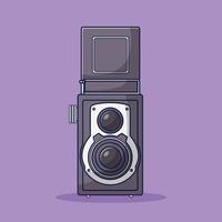 Vintage Camera Icon Vector Illustration. Photography. Retro Item. Flat Cartoon Style Suitable for Web Landing Page, Banner, Flyer, Sticker, Card, Background