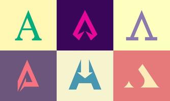 conjunto de un logotipo de letra del alfabeto, estilo simple y moderno para todos los negocios y marcas, elemento de flecha