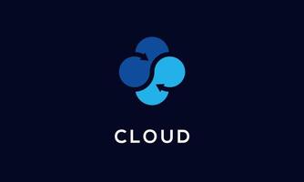 cloud computing logo design, simple and modern tech symbol, minimalist flat style suitable for technology, server, data, computer business and brands vector