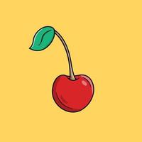 Cherry Vector Illustration. Berry Fruit. Healthy Fruit. Flat Cartoon Style Suitable for Icon, Web Landing Page, Banner, Flyer, Sticker, Card, Background, T-Shirt, Clip-art