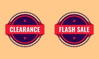 Flash and Clearance Sale Badge Stamp with Ribbon in Vintage Style, EPS 10 Vector Isolated
