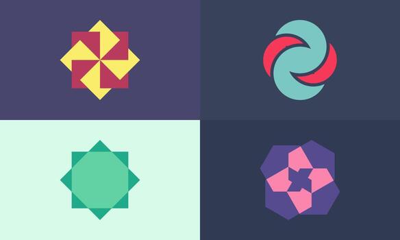 Set of Abstract Geometric Series Logo, Simple and Modern Style, Minimalist and Colorful Symbol, Geometry Unique Approach suitable for all Kinds Of Business and Brands vector