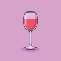 Glass of Wine Vector Illustration. Drink. Alcoholic Beverages. Flat Cartoon Style Suitable for Web Landing Page, Banner, Flyer, Sticker, Card, Background