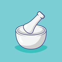 Pestle and Mortar Vector Icon Illustration. Apothecary. Medical Tool. Flat Cartoon Style Suitable for Web, Landing Page, Banner, Flyer, Sticker, Wallpaper, Background, Mobile App, UI