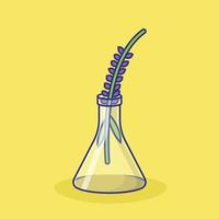 Herb in Laboratory Glassware Vector Icon Illustration. Apothecary. Medicine. Flat Cartoon Style Suitable for Web, Landing Page, Banner, Flyer, Sticker, Wallpaper, Background, Mobile App, UI