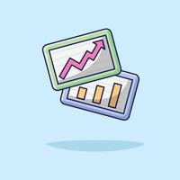 gráfico de datos a bordo ilustración vectorial. infografía. negocios y Finanzas. estilo de dibujos animados planos adecuados para icono, página de inicio web, pancarta, volante, pegatina, tarjeta, fondo, camiseta, imágenes prediseñadas vector