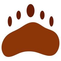 Bear footprint in cartoon flat style isolated on white background. Vector illustration of paw print in childish style