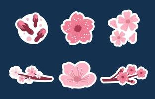 Journal Template Spring Cherry Blossom Sticker Collection vector