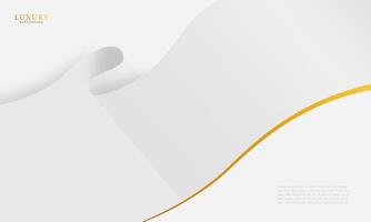 vector de fondo de banner abstracto de lujo. fondo abstracto de ondas dinámicas blancas y grises con estilo de lujo de curva de línea dorada.