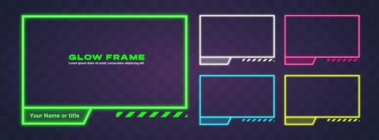 Neon monochrome lanscape futuristic border with copy space. Set of abstract futuristic frame background. vector