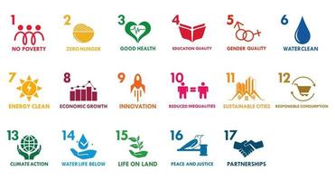ilustración de la plantilla del logotipo del buen mundo objetivos de desarrollo sostenible vector