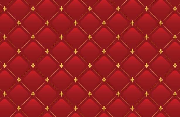 Red leather background with golden design