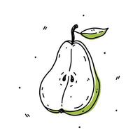 Sliced pear isolated on white background. Organic healthy food. Vector hand-drawn illustration in doodle style. Perfect for cards, logo, decorations, various designs.