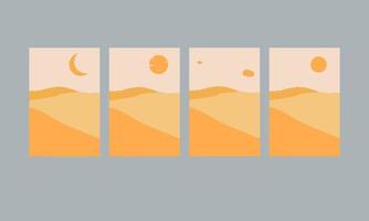 Set of abstract minimalist aesthetic posters backgrounds with mountains and sea landscape. vector