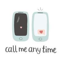 Cell phone with a love message on a screen vector illustration