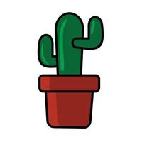 cactus planted in pot cartoon vector
