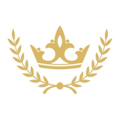 golden wheat and crown emblem