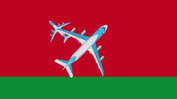 Flag of Belarus and planes. Animation of planes flying over the flag of Belarus. Concept of flights within the country and abroad. video