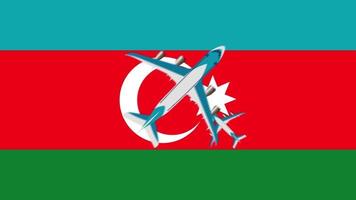 viaggiare scoprire visitare azerbaigian aereo sorvolando azerbaigian mappa animazione grafica in movimento 4k. gli aerei sorvolano l'Azerbaigian video