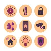 Smart house flat icons set on white vector