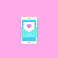 love letter in smart phone vector icon