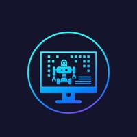 Robotics, robot programming icon vector