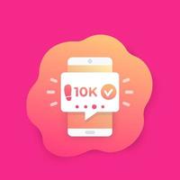 Fitness app notification, track the steps, pedometer, activity tracker vector icon with smart phone