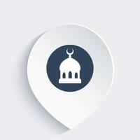 mosque icon on mark, vector illustration