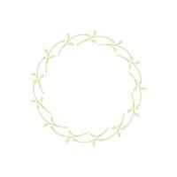 Vector hand drawn spring wreath isolated on white background. Outline circle of leaves. Doodle style. Floral frame.