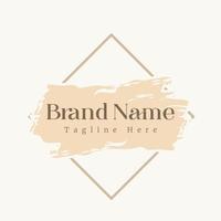 Beauty Feminine badge. Elegant pastel brush watercolor background logo frame. vector