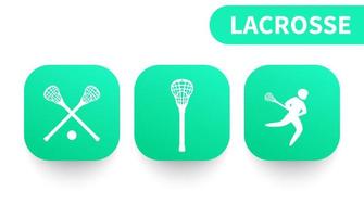 Lacrosse icons on green shapes vector