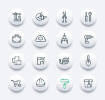 construction and renovation icons set in linear style vector