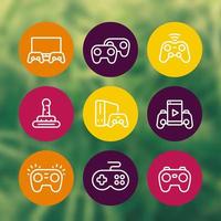 gamepads line icons set, game controllers, console, video gaming, joystick, retro gamepad vector