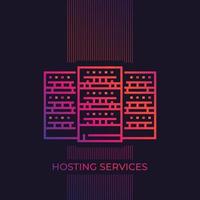 data center, servers, hosting services vector