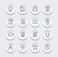 school, education, learning line icons set vector