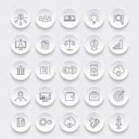 Venture capital line icons, investments, risk assessment, forex, hedge fund, startup company vector